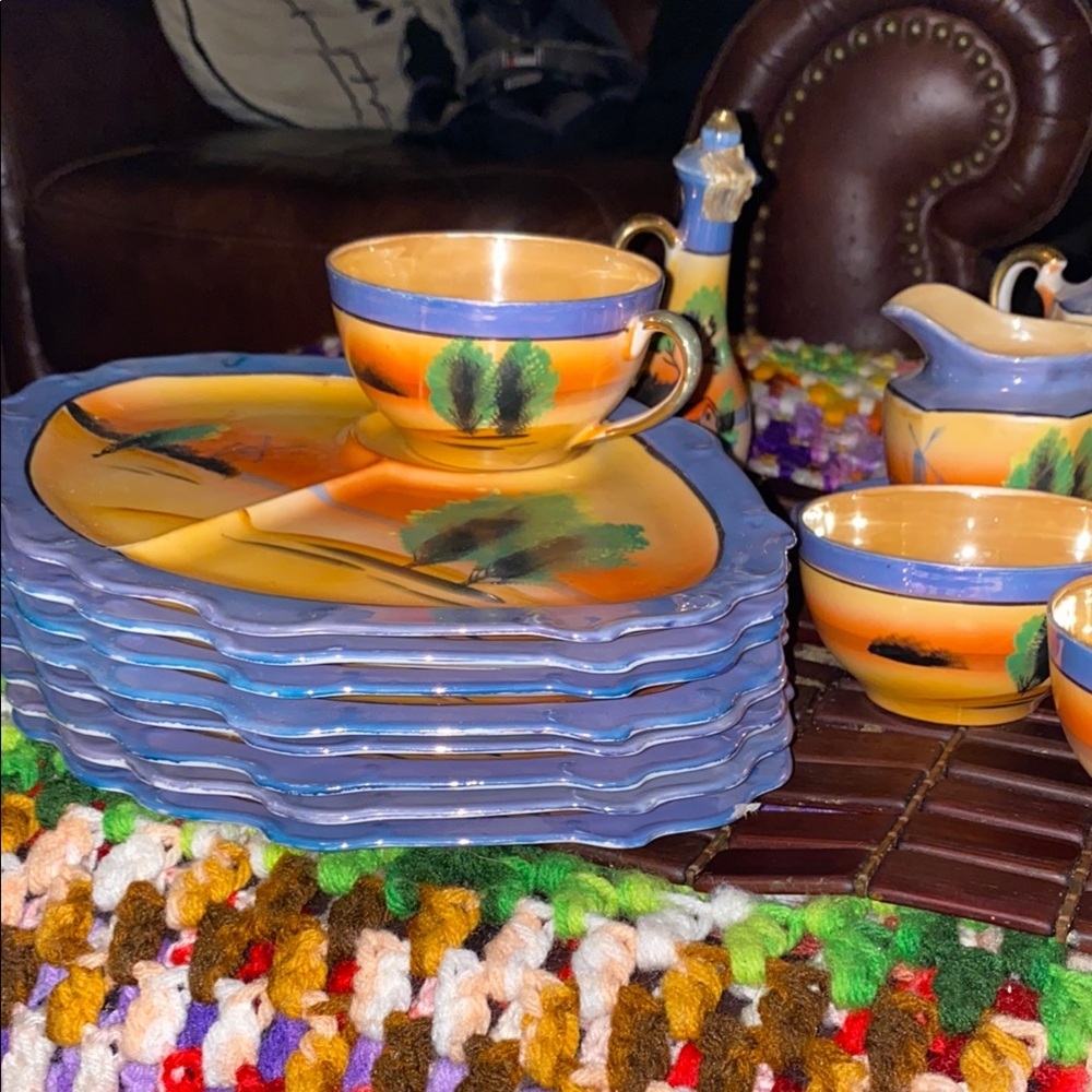 BX46 Vintage 23pc Unique TT Takito Japan Colorful Tea Set Hand painted - Picture 9 of 13